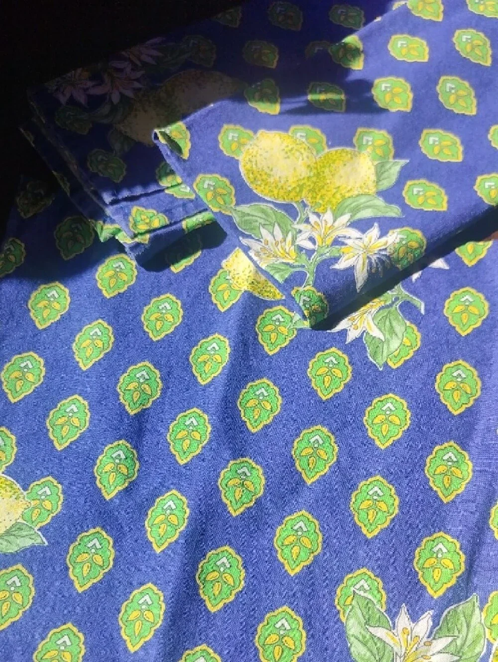 French Country, Cottage, Cotton Lot Of Eight Lemon Printed Napkins